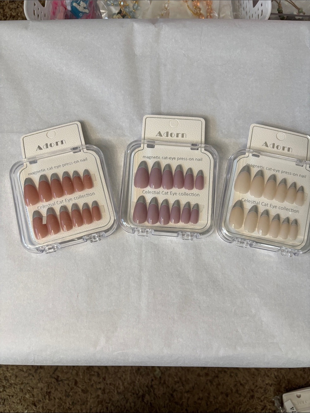 Adorn Celestial Cat Eye Press-On Nails - Pink & Nude Set